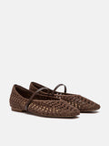 PAZZION, Dovira Woven Embossed Flats, Darkbrown
