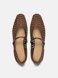 PAZZION, Dovira Woven Embossed Flats, Darkbrown