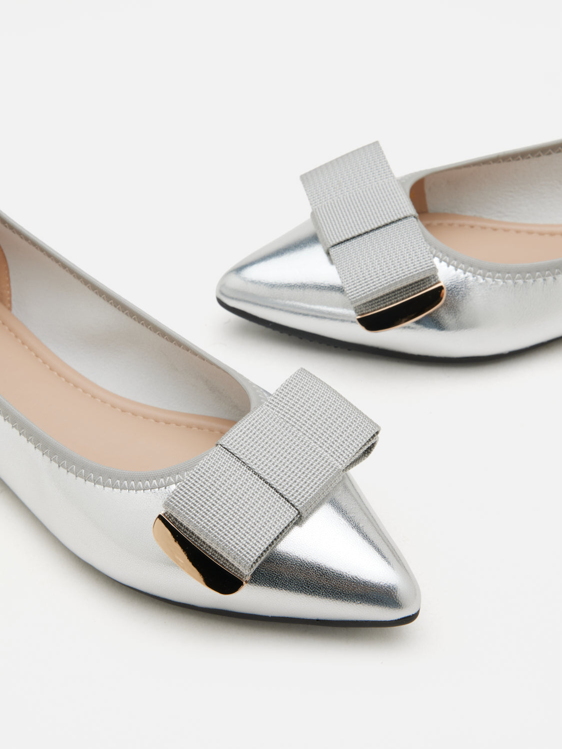 PAZZION, Elaia Point-Toe Ballerina Flats, Silver