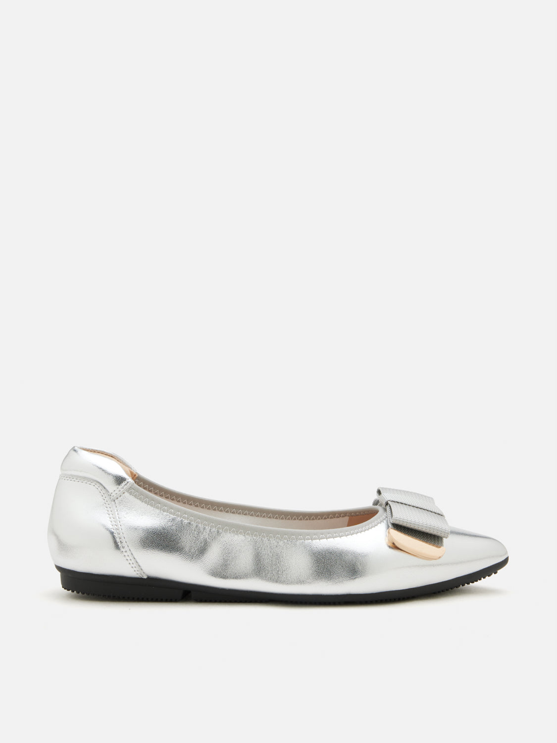 PAZZION, Elaia Point-Toe Ballerina Flats, Silver