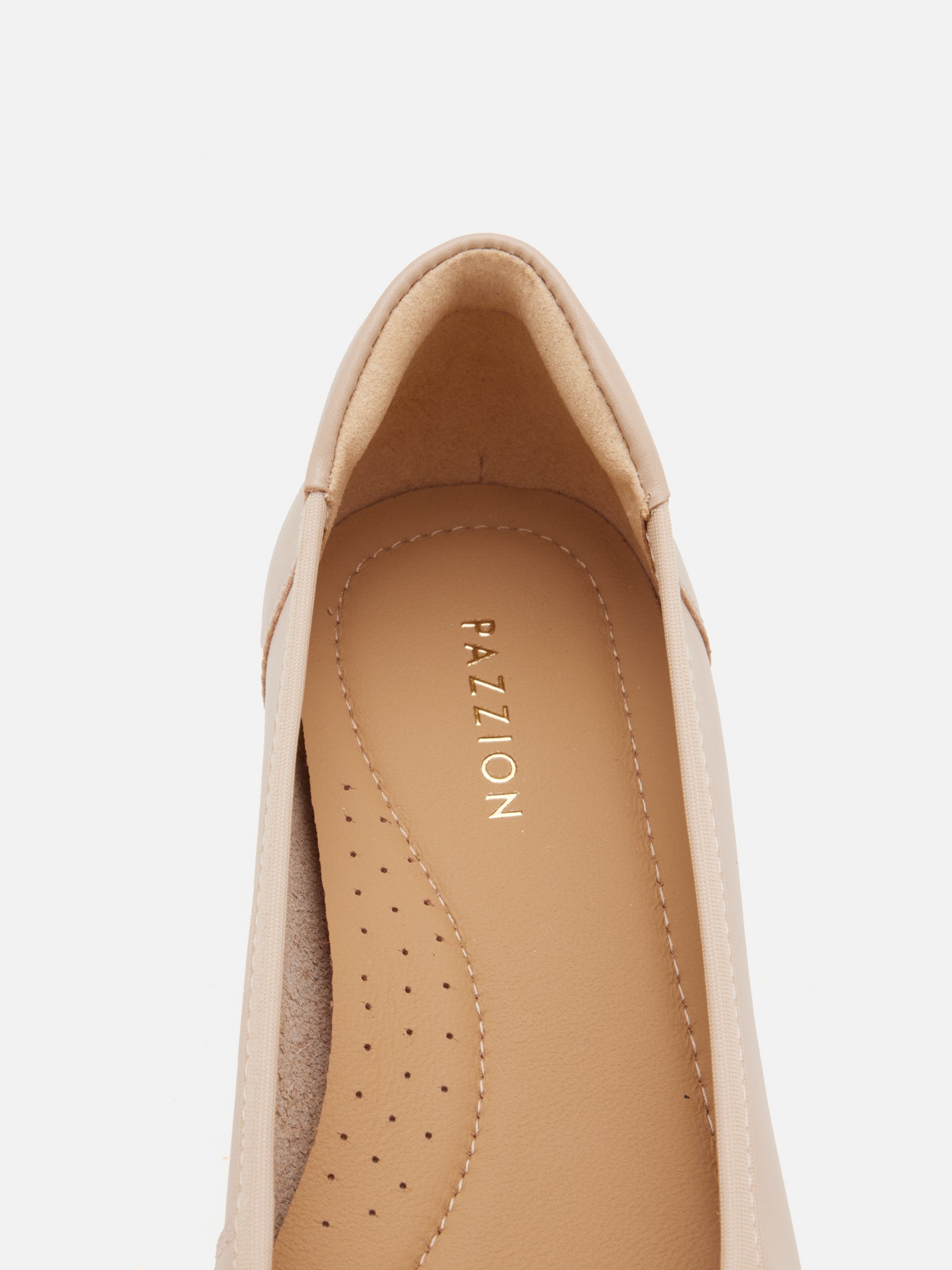 PAZZION, Elaia Point-Toe Bow Buckle Heels, Almond