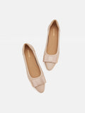 PAZZION, Elaia Point-Toe Bow Buckle Heels, Almond