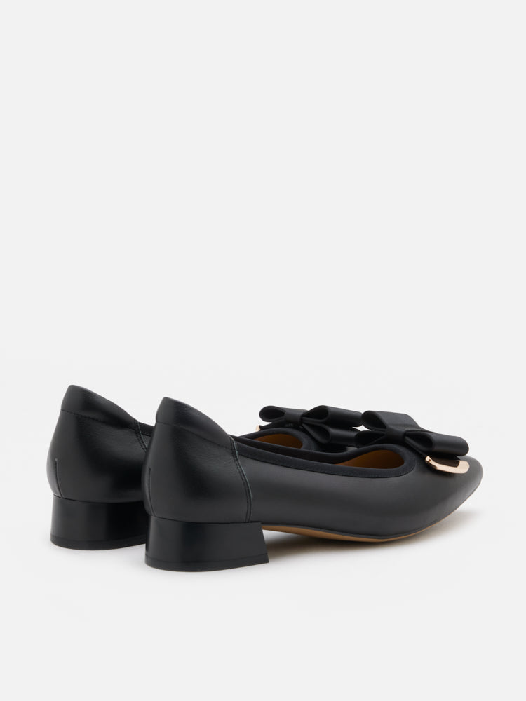PAZZION, Elaia Point-Toe Bow Buckle Heels, Black