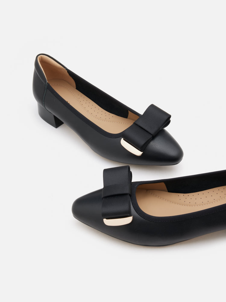 PAZZION, Elaia Point-Toe Bow Buckle Heels, Black