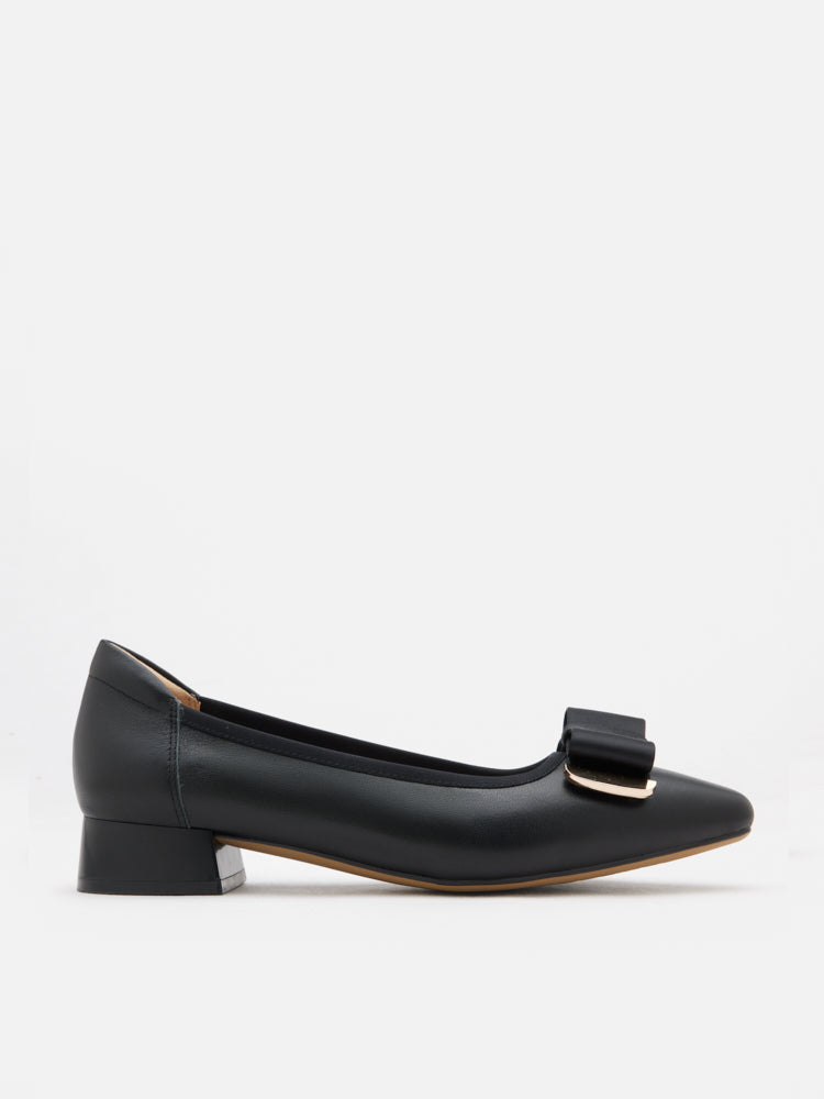 PAZZION, Elaia Point-Toe Bow Buckle Heels, Black