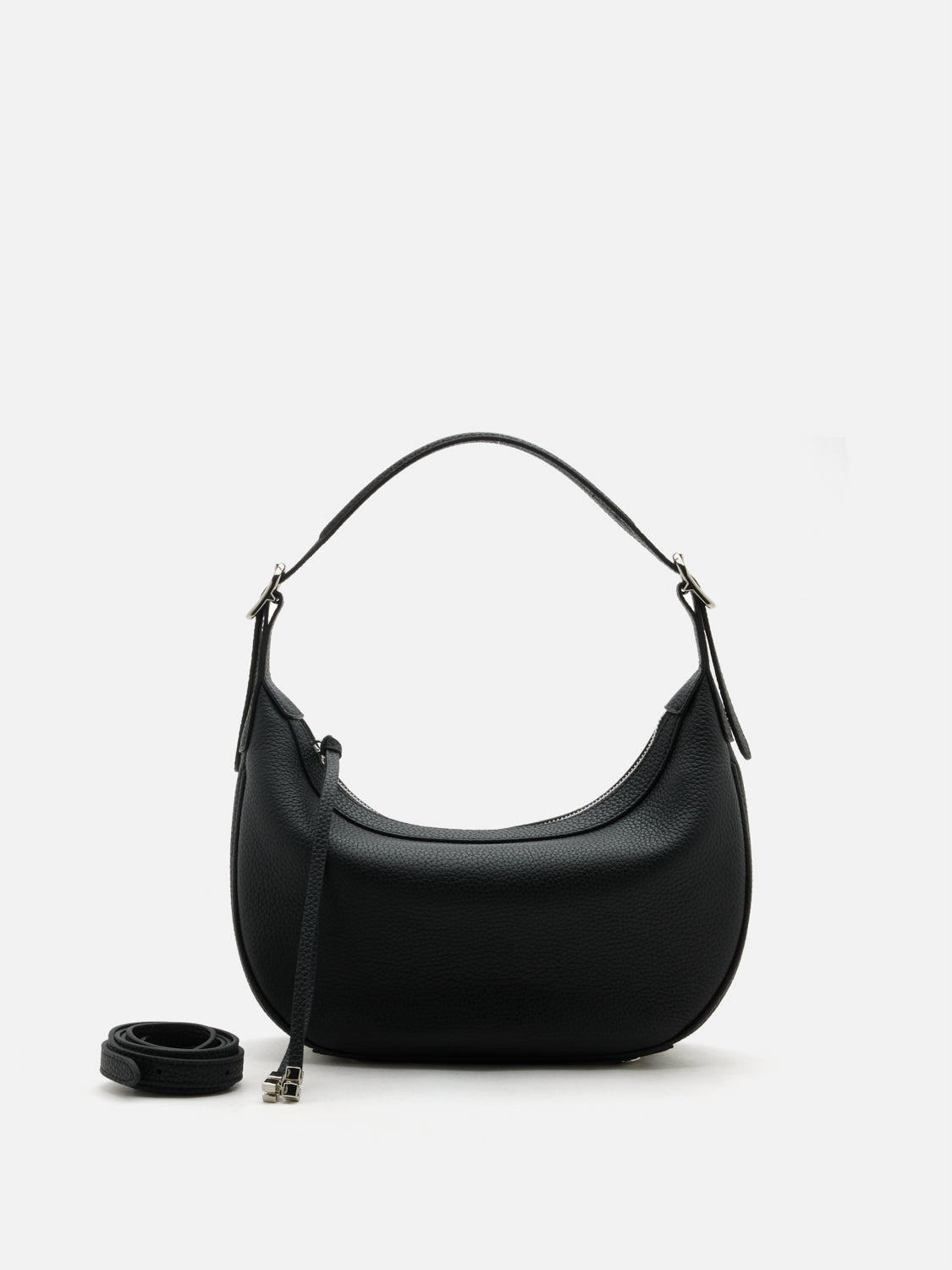 PAZZION, Elaine Crescent Leather Bag, Black