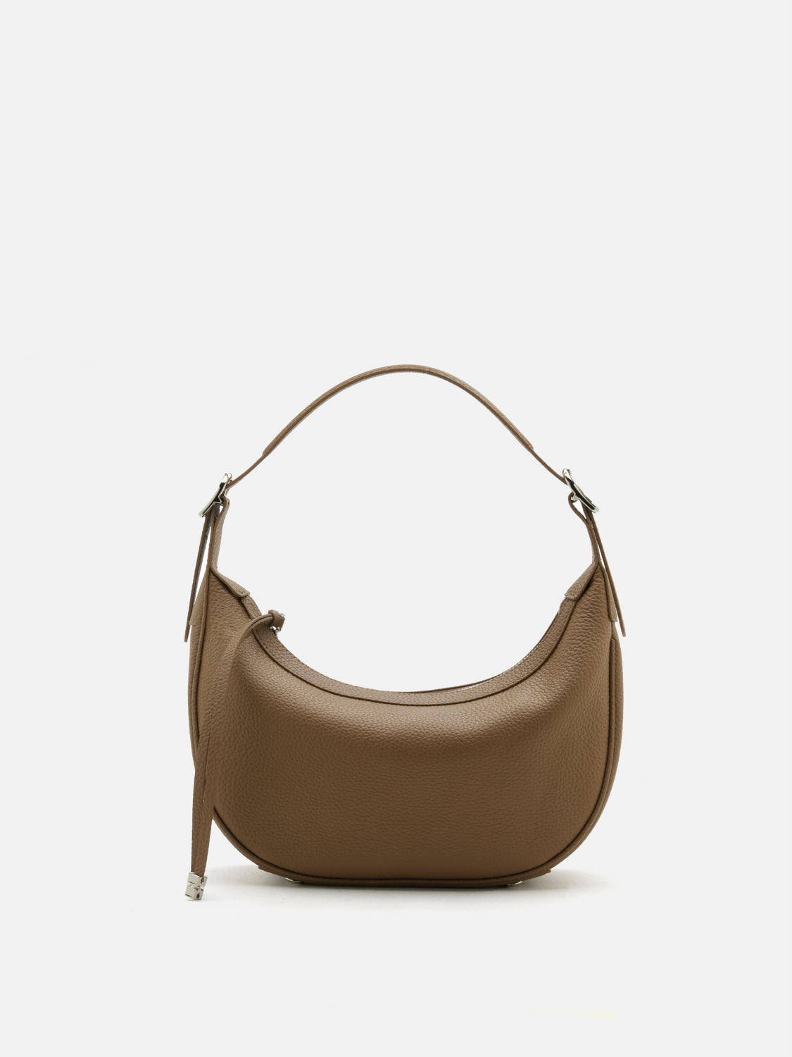 PAZZION, Elaine Crescent Leather Bag, Khaki