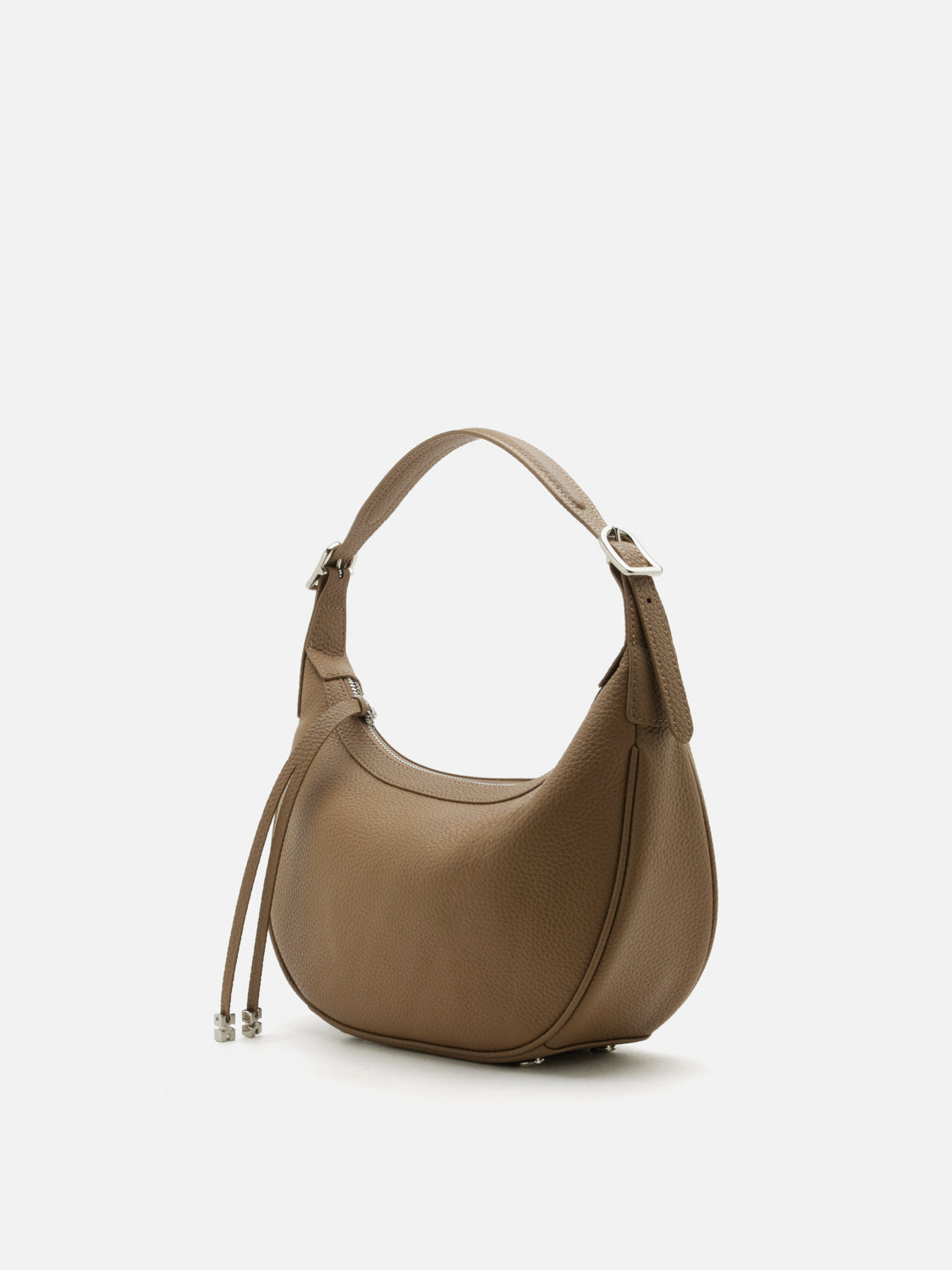 PAZZION, Elaine Crescent Leather Bag, Khaki