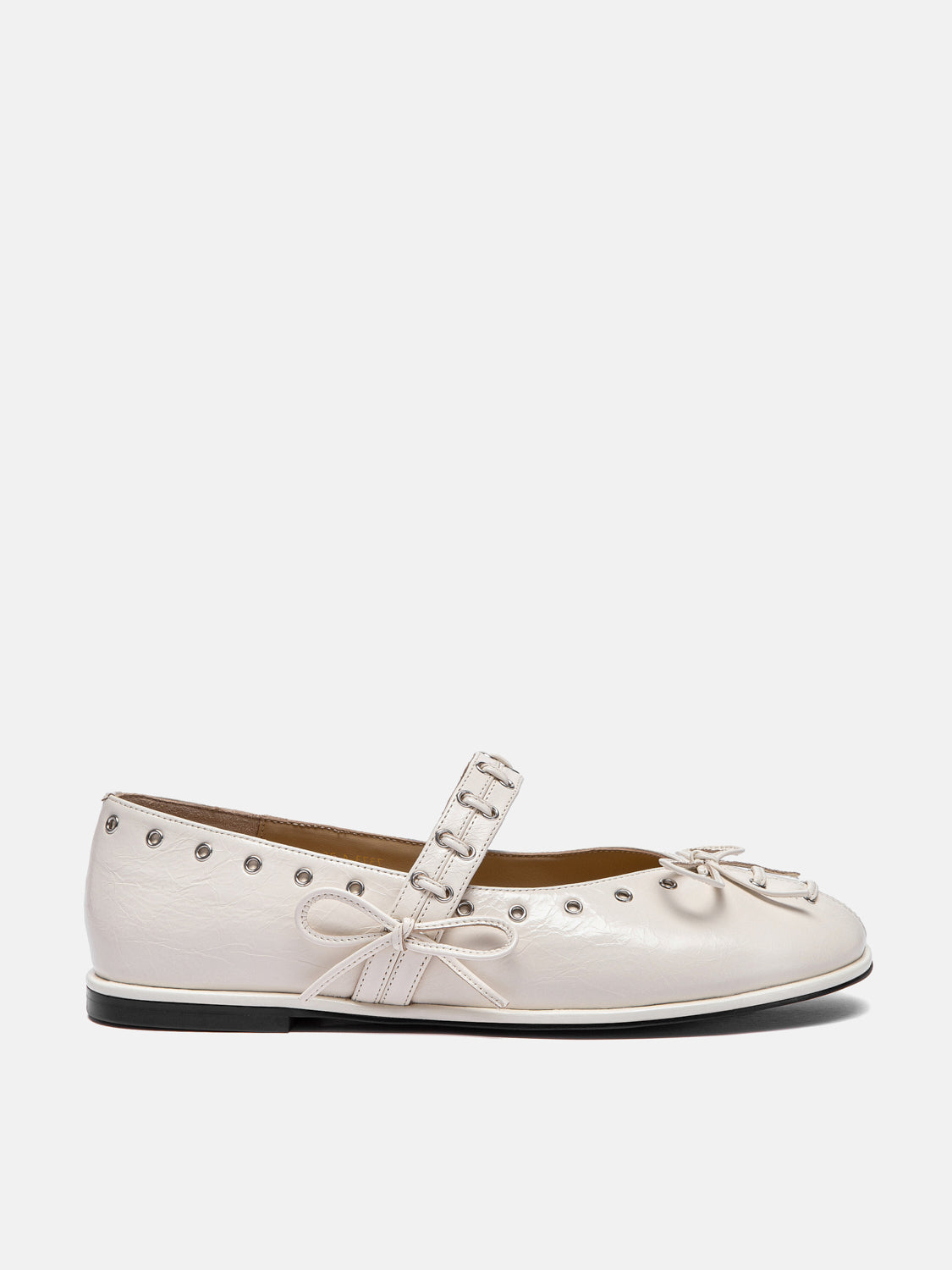 PAZZION, Elantria Studded Bow Leather Mary Janes, Beige