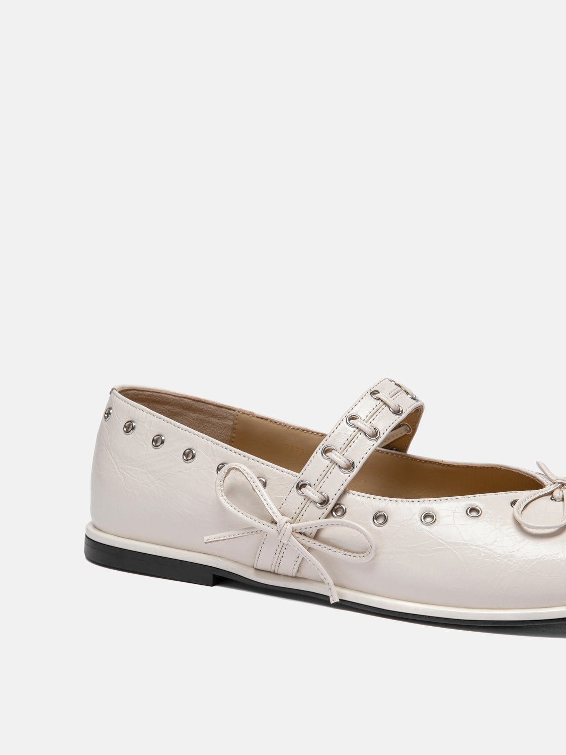 PAZZION, Elantria Studded Bow Leather Mary Janes, Beige