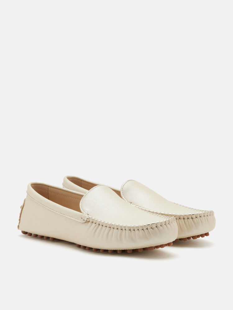 PAZZION, Elara Metallic Moccasins, Gold