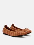 PAZZION, Eliza Weaved Bow Flats, Camel
