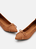 PAZZION, Eliza Weaved Bow Flats, Camel