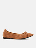 PAZZION, Eliza Weaved Bow Flats, Camel