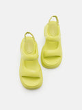 PAZZION, Ella Mae Puffy Elastic Strap Flatform Sandals, Green