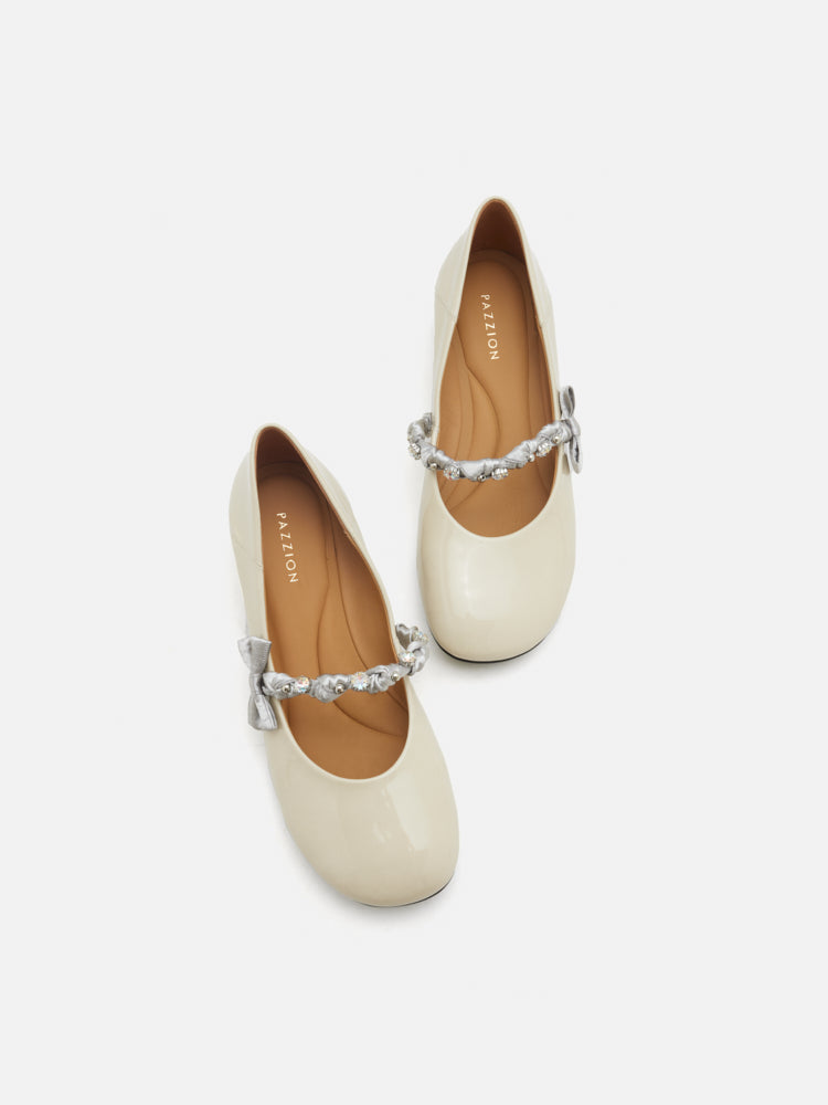 PAZZION, Ellettra Braided Strap MaryJane Heels, Beige