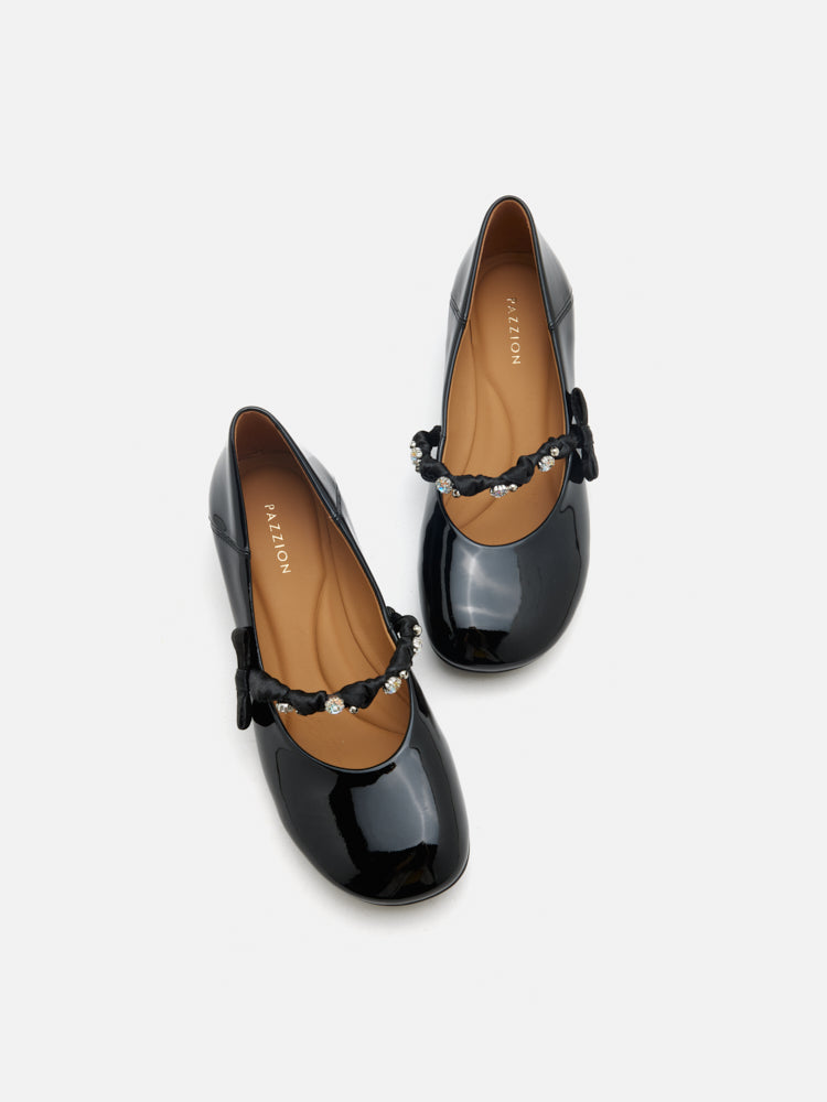 PAZZION, Ellettra Braided Strap MaryJane Heels, Black