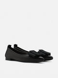 PAZZION, Elyse Bow Buckled Pointed Toe Flats, Black