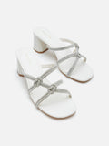 PAZZION, Ema Double Knot Crystal Sandal Heels, Beige