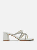PAZZION, Ema Double Knot Crystal Sandal Heels, Beige