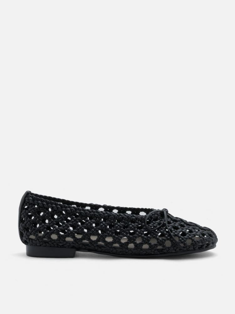 PAZZION, Enya Woven Bow Flats, Black