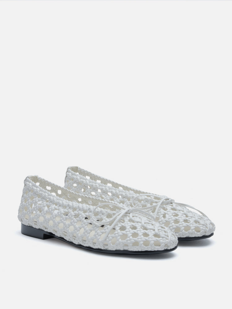PAZZION, Enya Woven Bow Flats, White