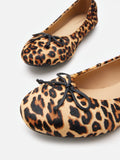PAZZION, Epona Pony Hair Bow Ballerinas, Almond