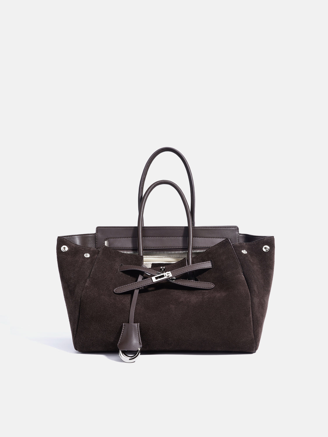 PAZZION, Erin Suede Shoulder Bag, Darkbrown