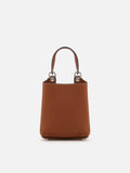PAZZION, Estelle Leather Mini Bucket Bag, Brown
