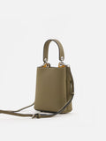 PAZZION, Estelle Leather Mini Bucket Bag, Lightgreen