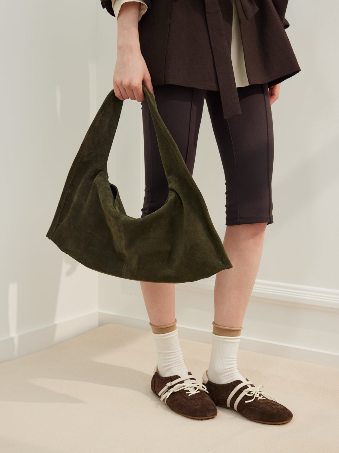PAZZION, Esther Suede Shoulder Bag - Dark Green, Green