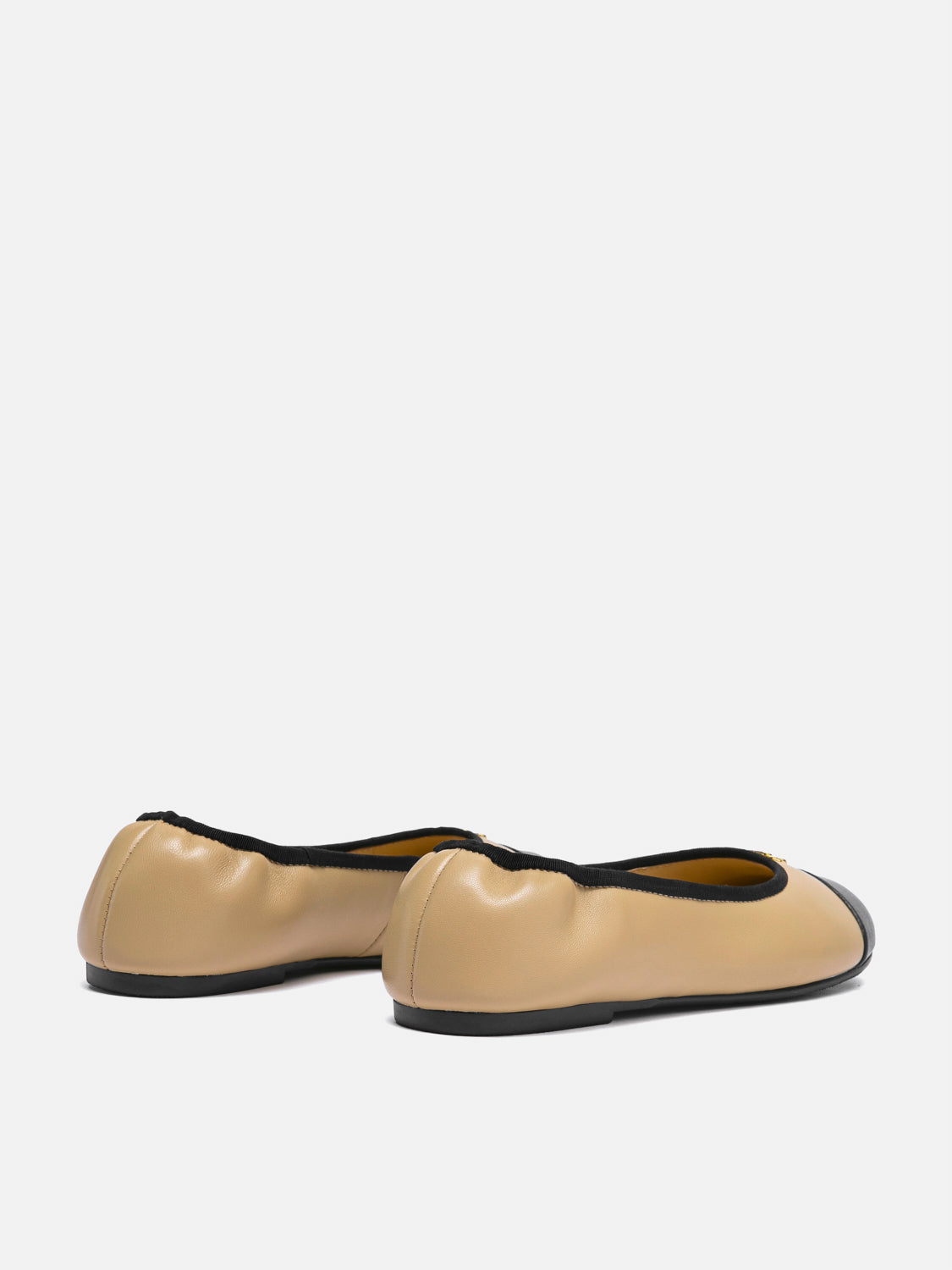 PAZZION, Farielle Quilted Cap Toe Leather Ballet Flats, Almond
