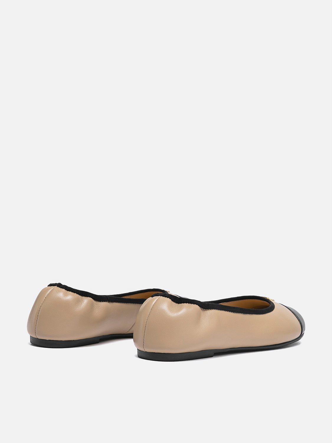 PAZZION, Farielle Quilted Cap Toe Leather Ballet Flats, Almond
