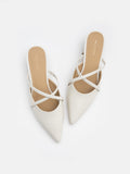 PAZZION, Felicity Strappy Pointed Toe Mules, Beige