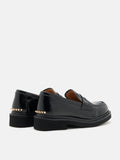 PAZZION, Finn Studded Heel Penny Loafers, Black