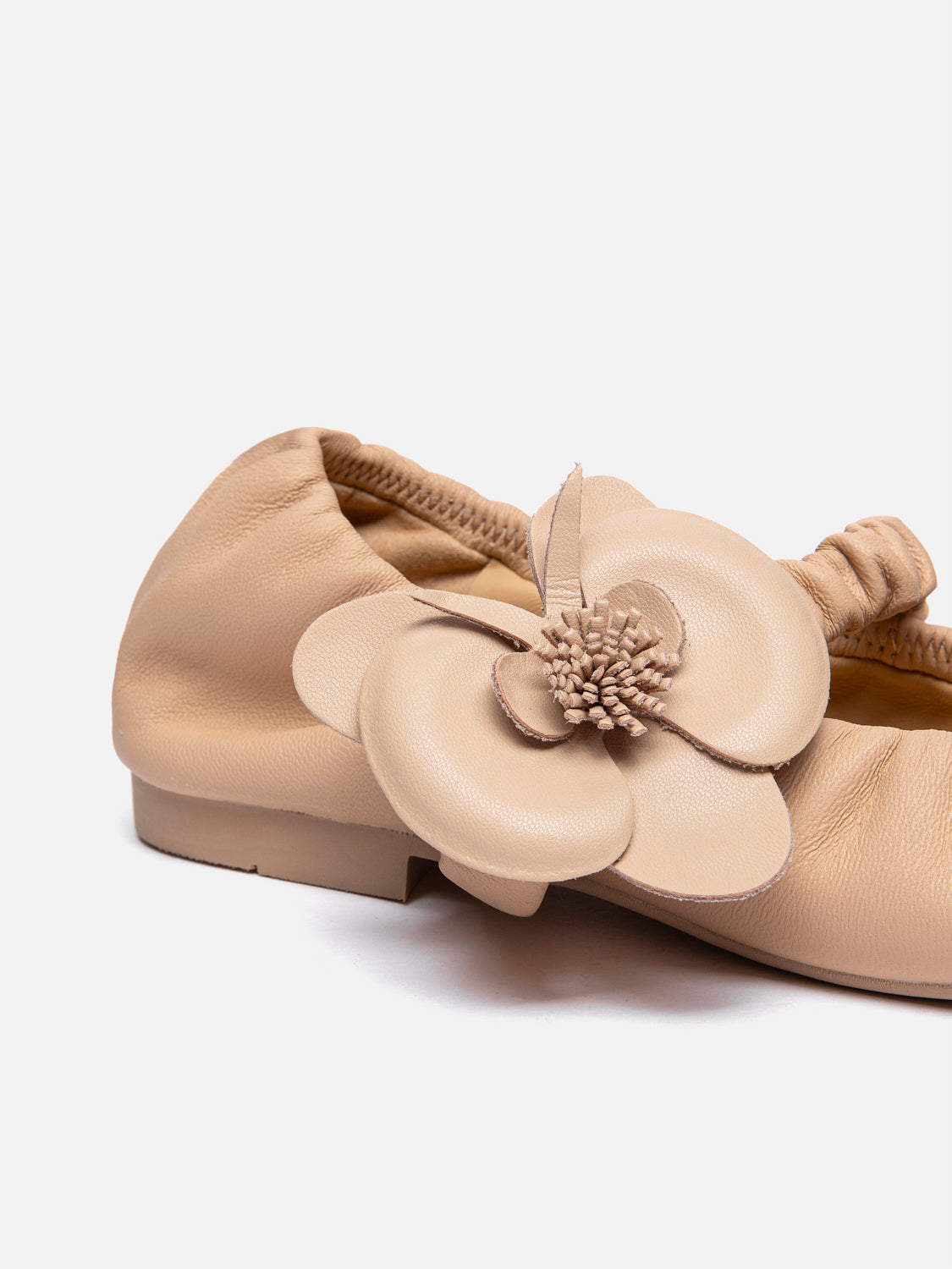 PAZZION, Fiorale Orchid Strap Ballet Leather Mary Janes, Almond
