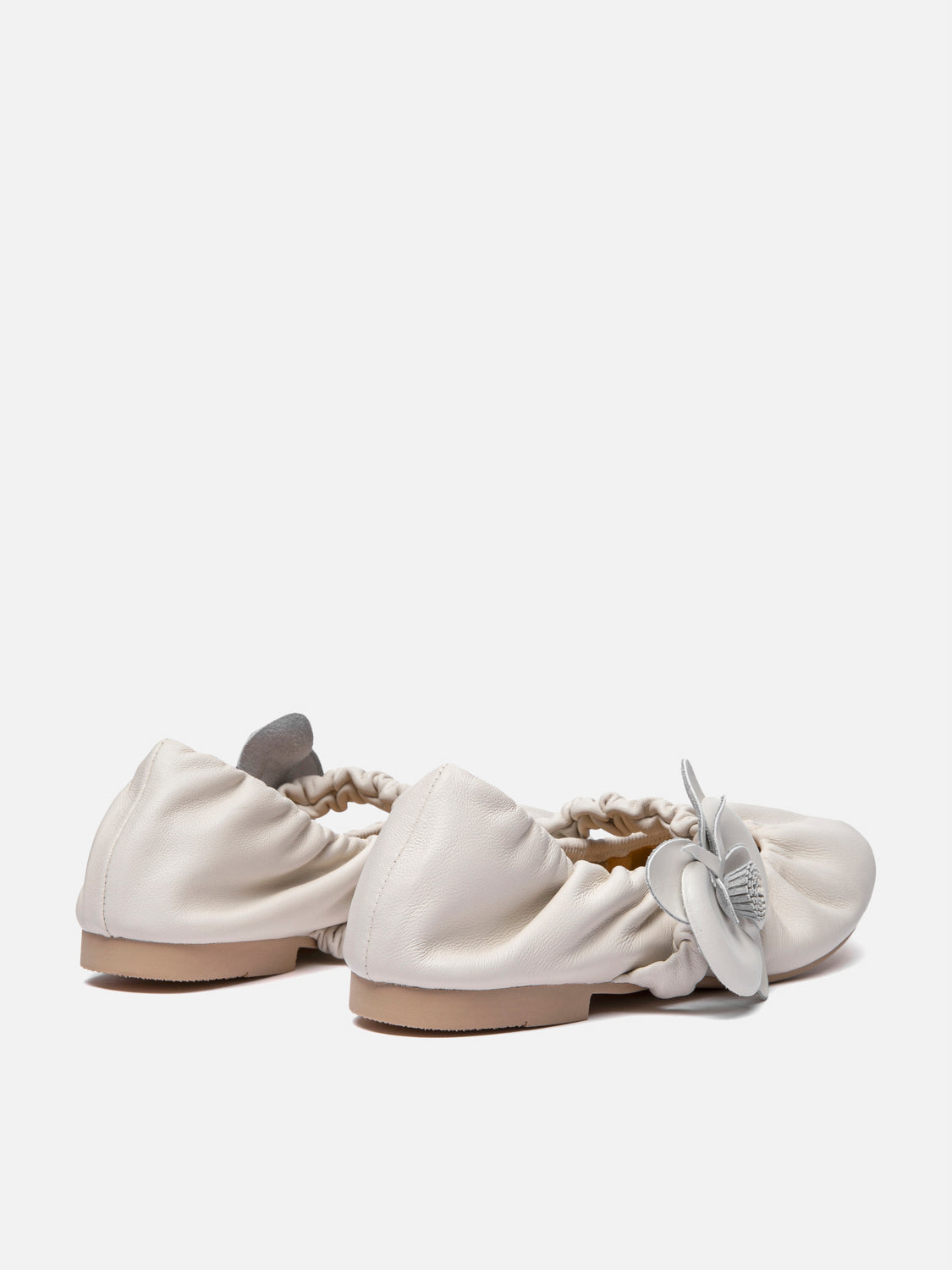 PAZZION, Fiorale Orchid Strap Ballet Leather Mary Janes, Beige