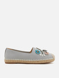 PAZZION, Flanna Crystal Embellished Flyknit Espadrilles, Grey