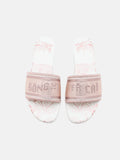 PAZZION, Florence Crystal Embroidered Slides, Pink