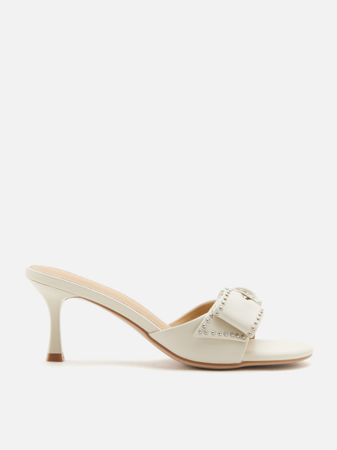 PAZZION, Florivyn Bow Leather Kitten Heels, Beige