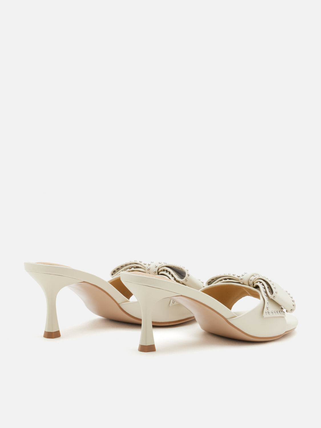 PAZZION, Florivyn Bow Leather Kitten Heels, Beige