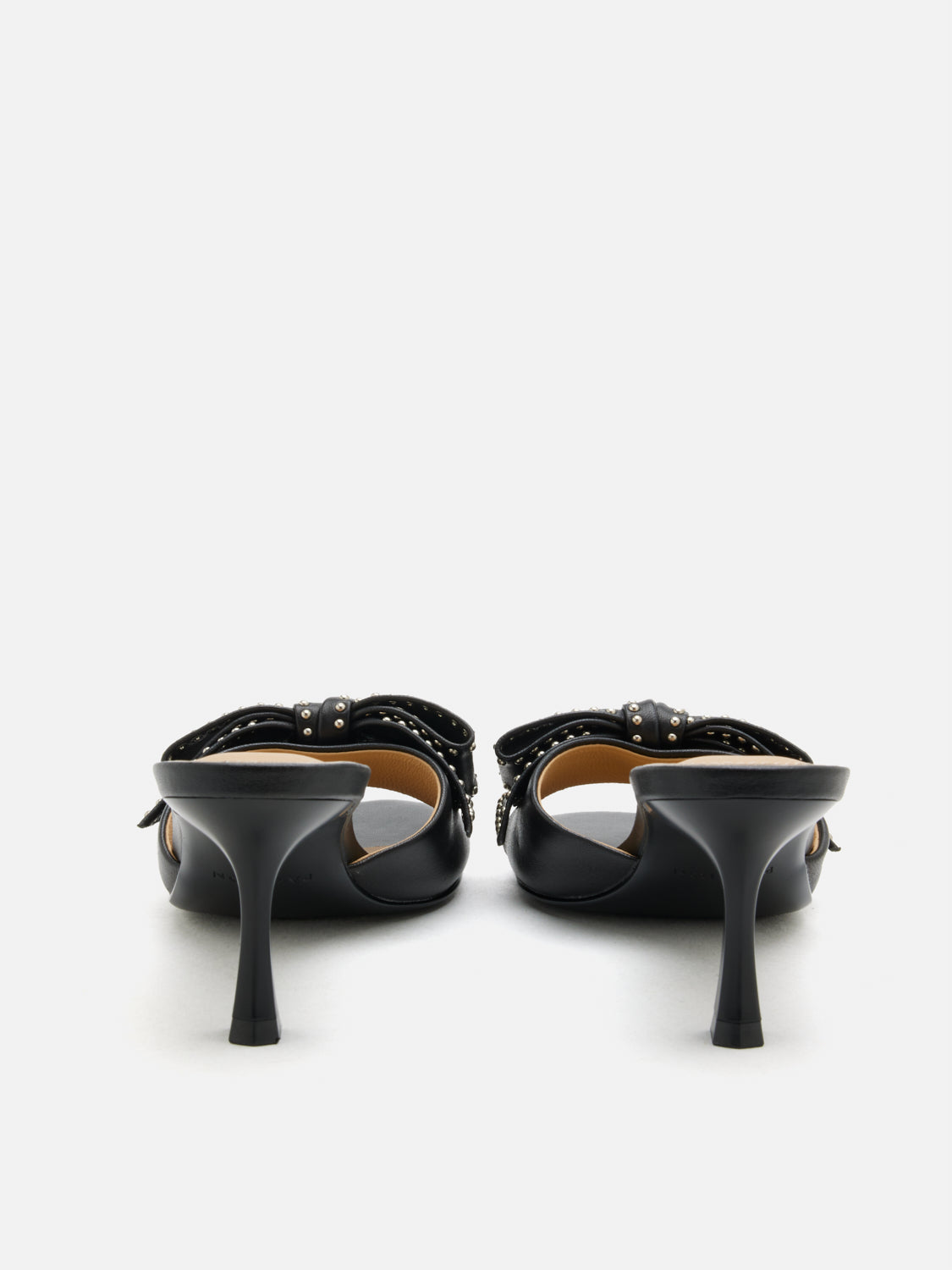 PAZZION, Florivyn Bow Leather Kitten Heels, Black