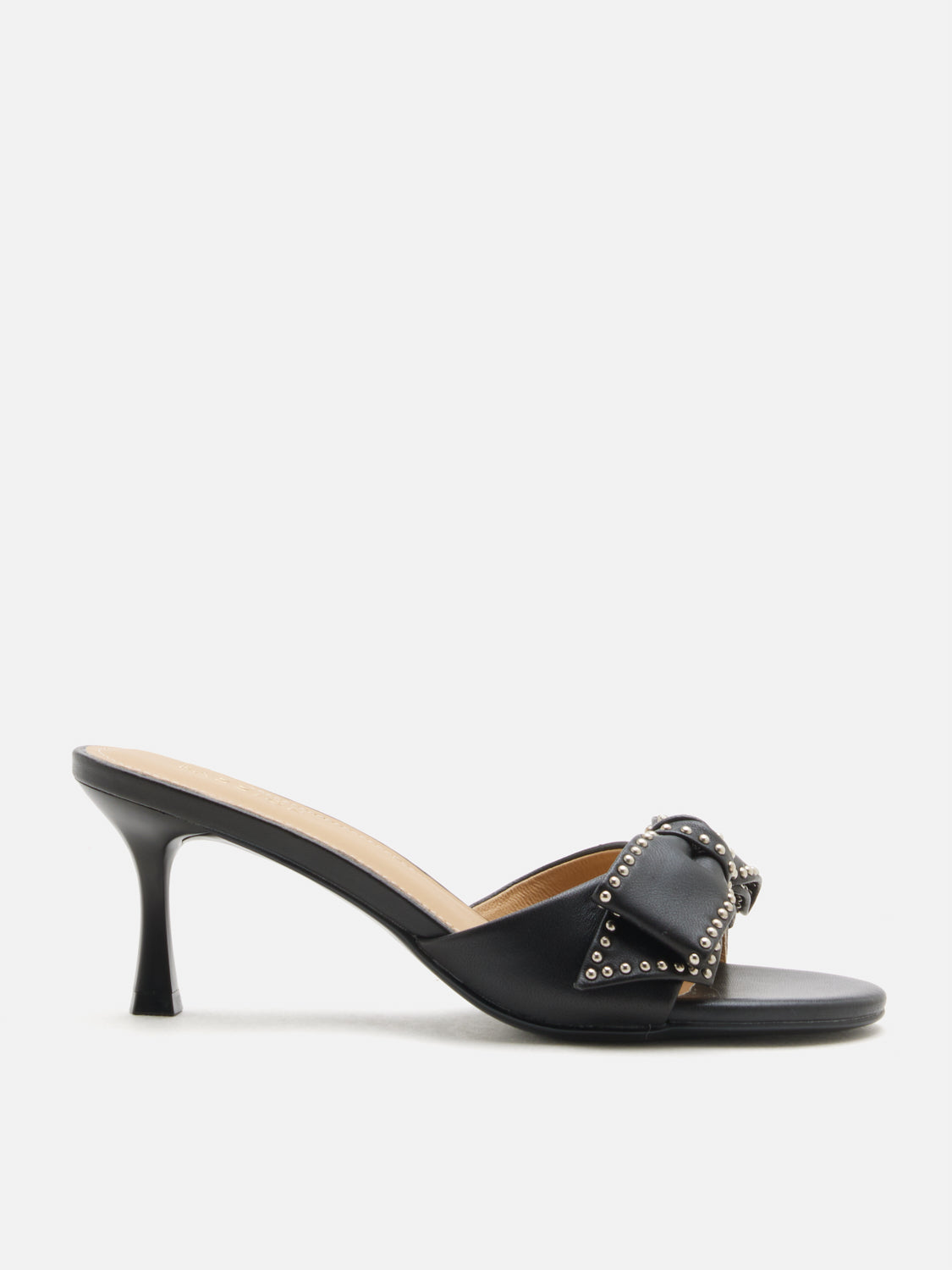 PAZZION, Florivyn Bow Leather Kitten Heels, Black