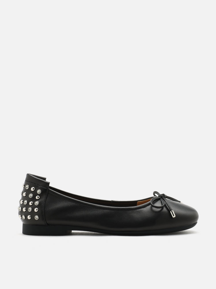 PAZZION, Frances Studded Bow Flats, Black