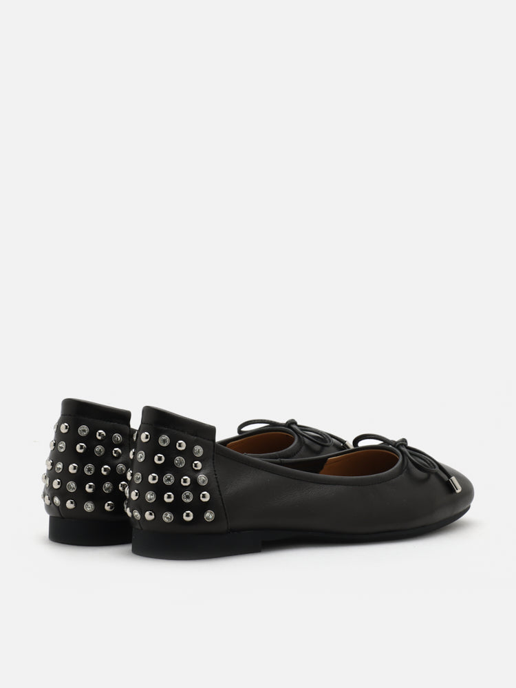 PAZZION, Frances Studded Bow Flats, Black