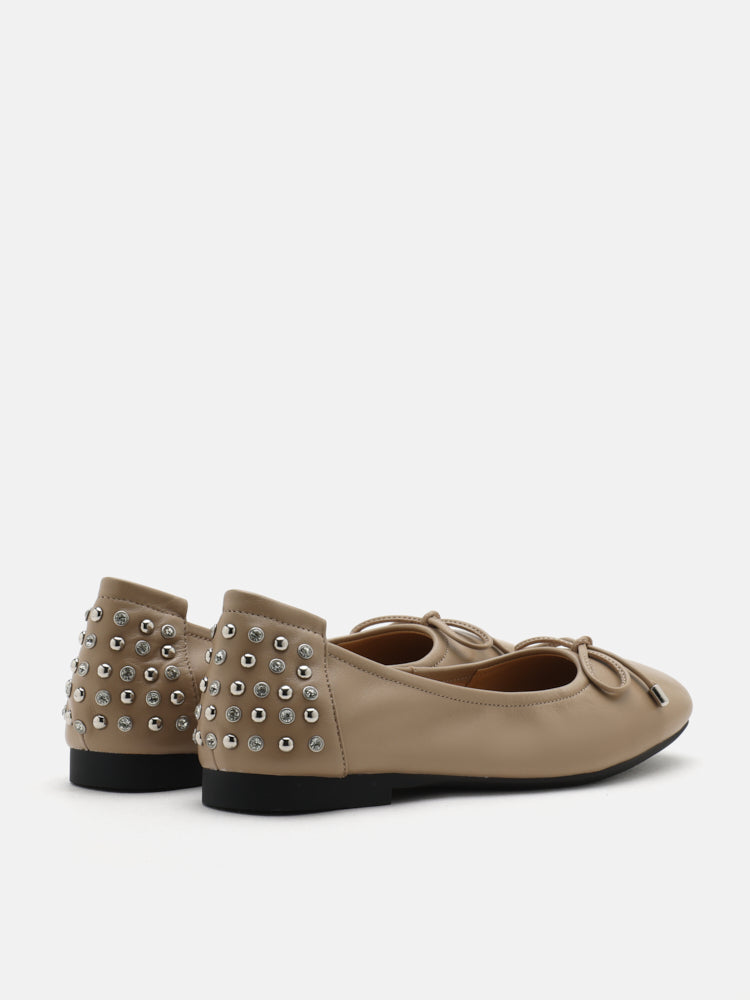 PAZZION, Frances Studded Bow Flats, Khaki