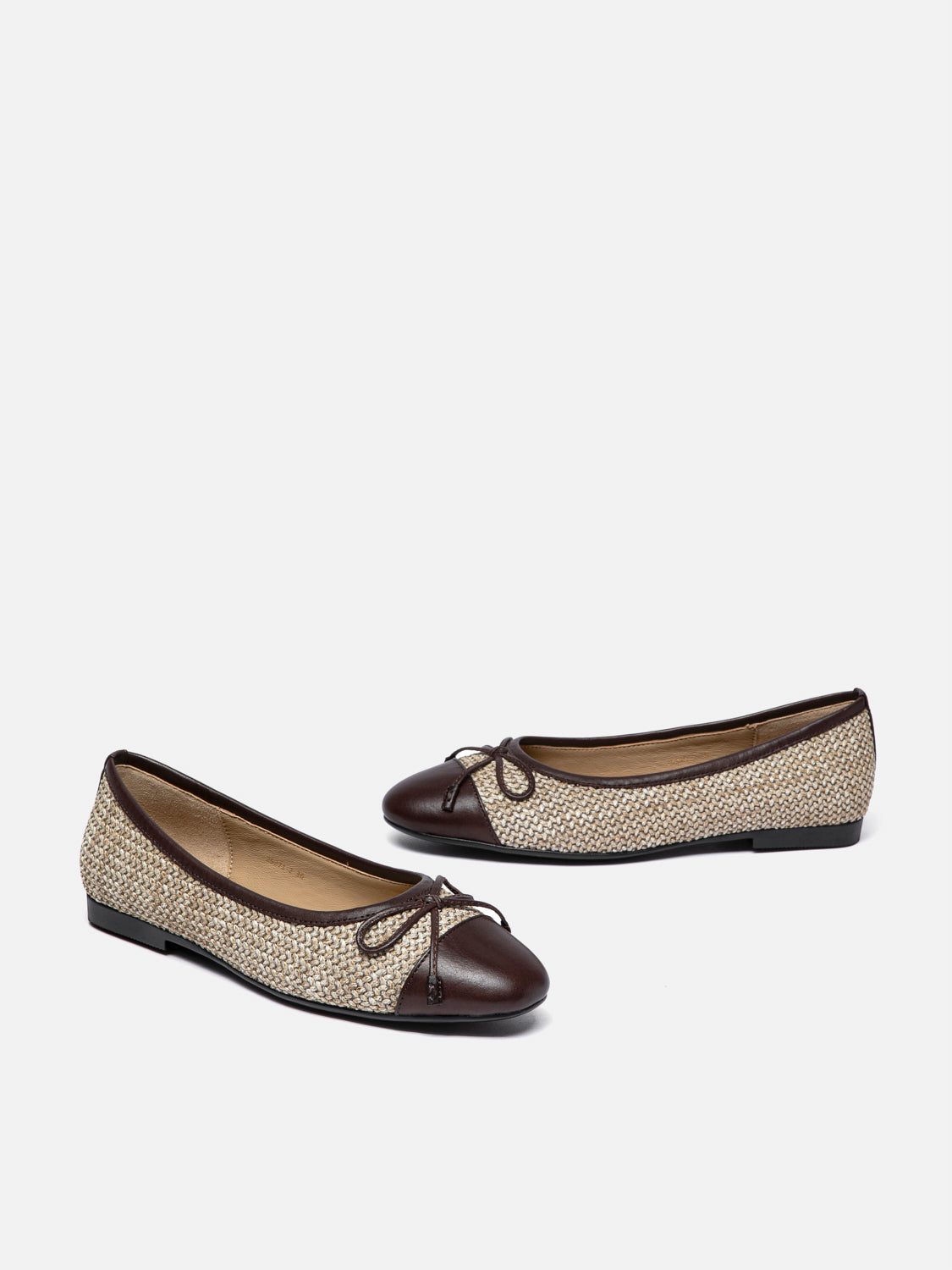 PAZZION, Georgia Tweed Toe Cap Bow Flats, Almond