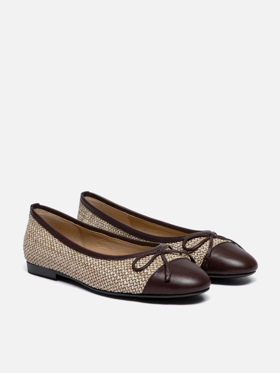 PAZZION, Georgia Tweed Toe Cap Bow Flats, Almond