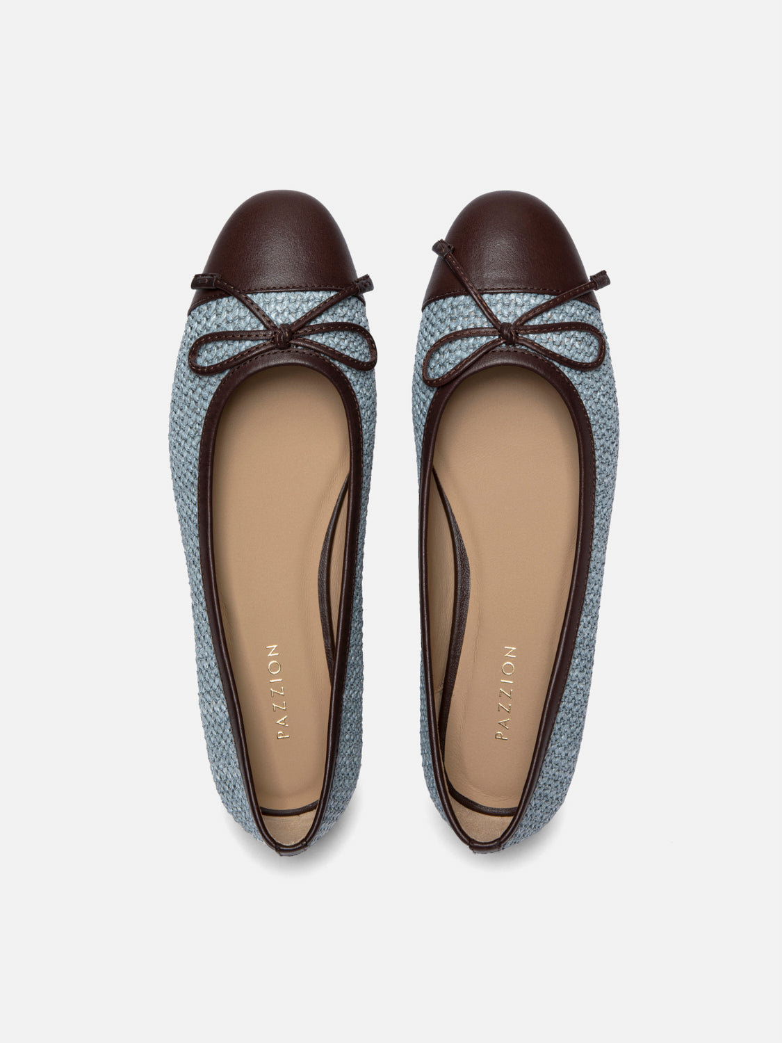 PAZZION, Georgia Tweed Toe Cap Bow Flats, Blue