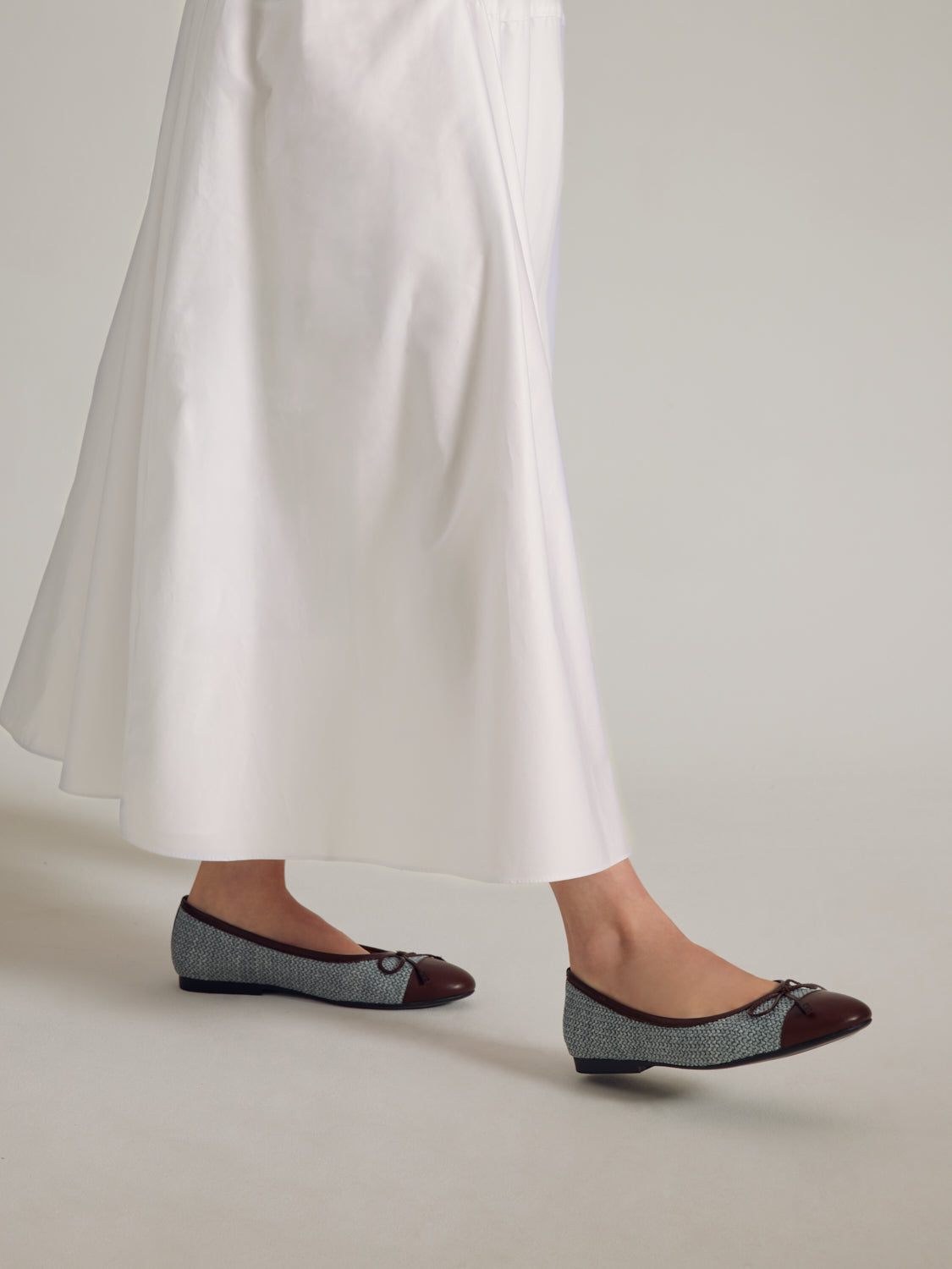 PAZZION, Georgia Tweed Toe Cap Bow Flats, Blue